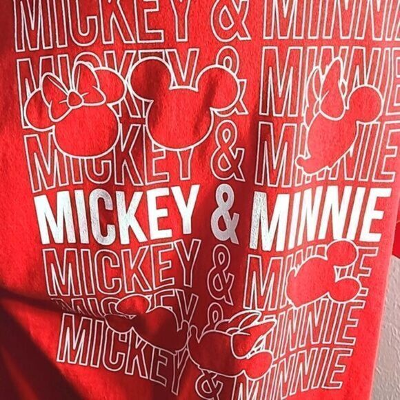 Disney Mickey & Minnie Mouse Shirt, Red with White Lettering, Size XL, NWOT - Picture 4 of 5
